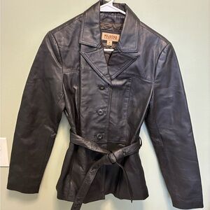 Wilsons Leather Women's Black Belted Jacket